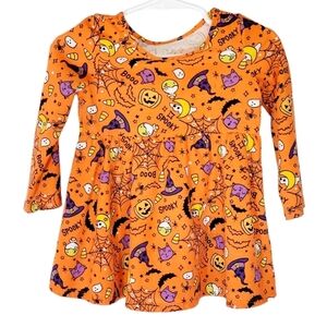 K1270 * The Children's Place Halloween Print Dress Orange Size 12-18M NWOT
